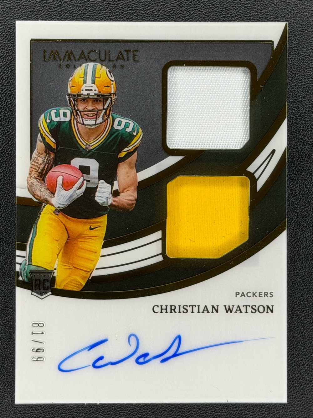 2022 Immaculate Christian Watson Signature Patches Rookie /99 On Card Auto RC